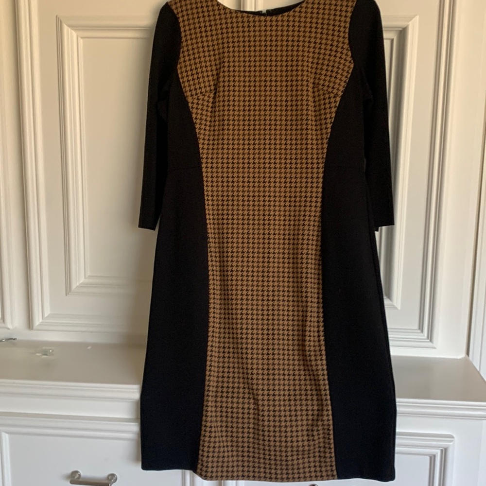 Great Talbots dress with a panel of tan check down the middle. 38 inches long